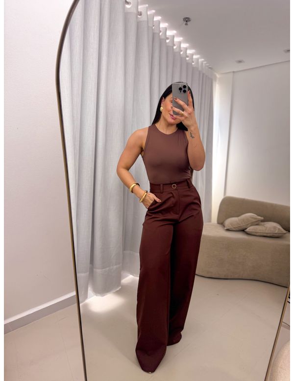 Calça Pantalona Brenda Marrom - Marya Conceito