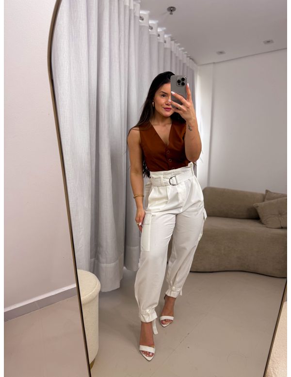 Calça cargo Betina Off White - Marya Conceito
