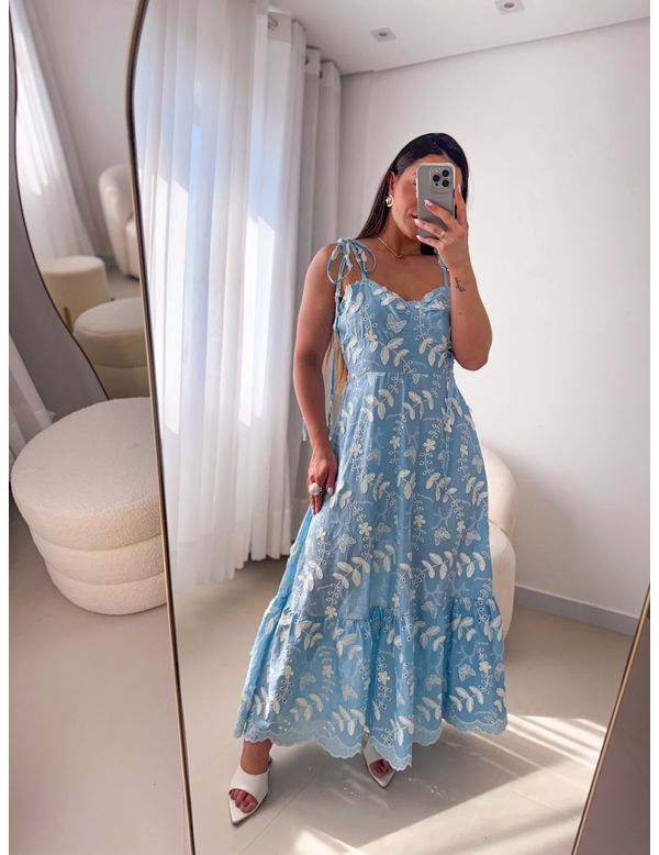 Vestido Carine Fundo Azul - Marya Conceito