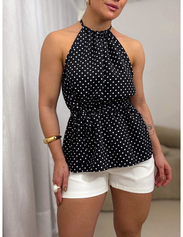 Bata Poá Celina Fundo Preto - Marya Conceito