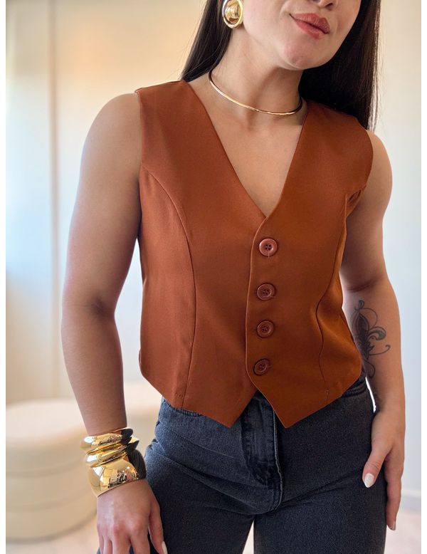 Colete Alfaiataria Chloe Marrom - Marya Conceito