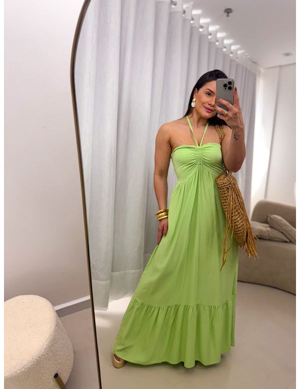 Vestido longo Emili Verde Menta - Marya Conceito