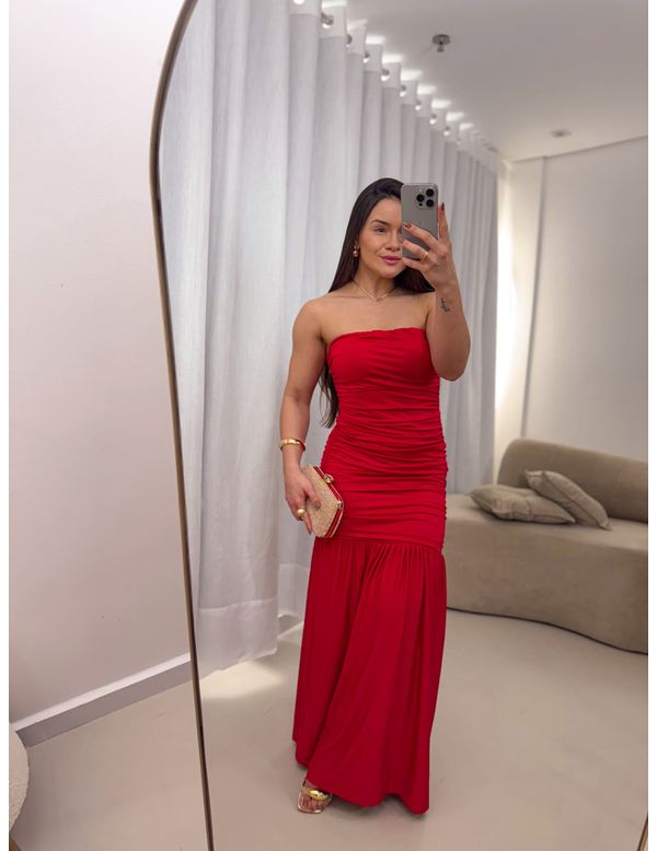 Vestido longo Gisele Vermelho - Marya Conceito