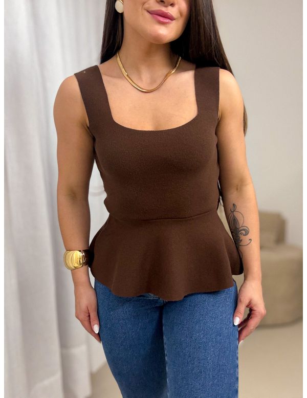 Blusa Peplum Jeni Marrom - Marya Conceito