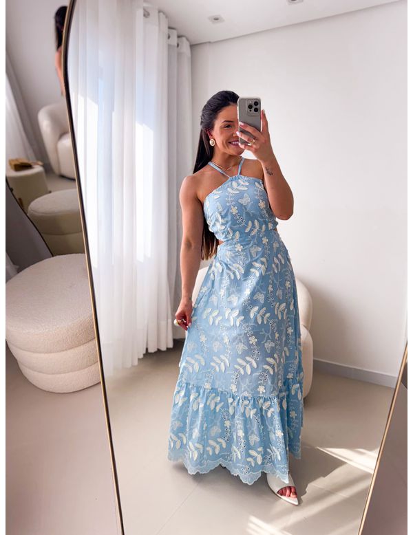 Vestido Joana Fundo Azul - Marya Conceito