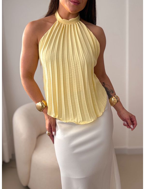 Blusa Plissada Sol Amarelo - Marya Conceito