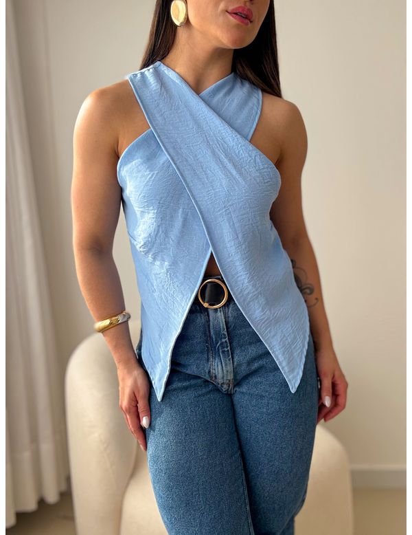 Blusa Assimétrica Vic Azul - Marya Conceito