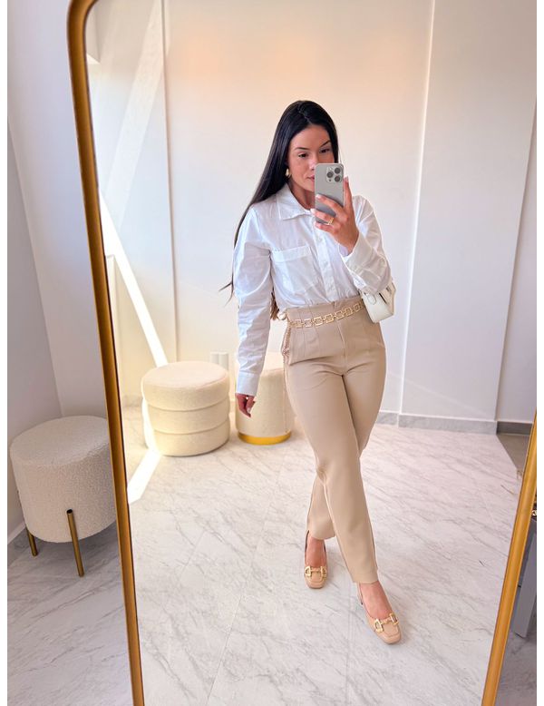 Calça alfaiataria Pietra Nude - Marya Conceito