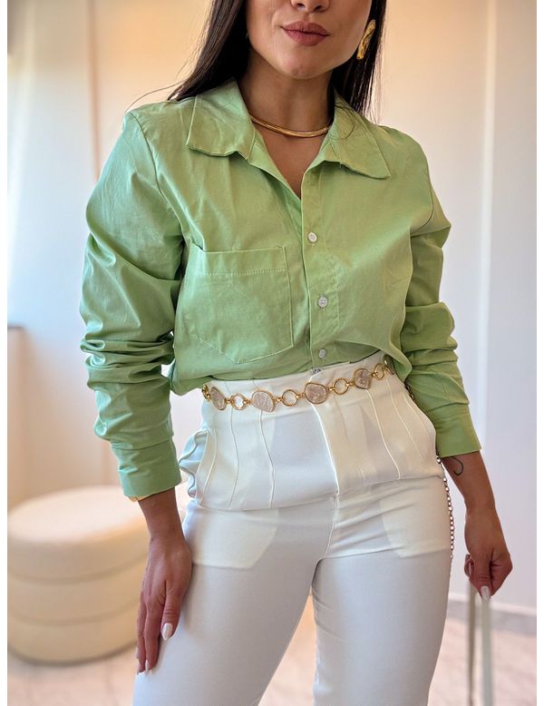 Camisa Cropped Ester Verde - Marya Conceito