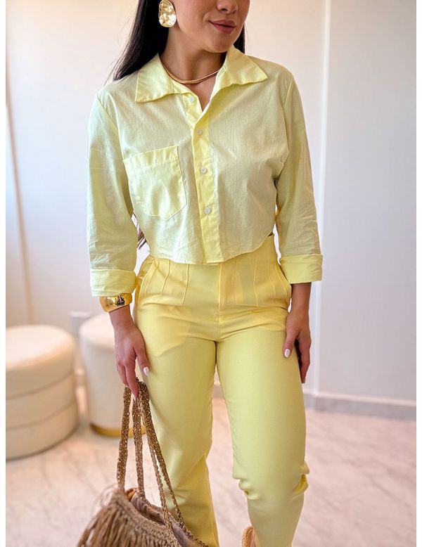 Camisa Cropped Ester Amarelo - Marya Conceito
