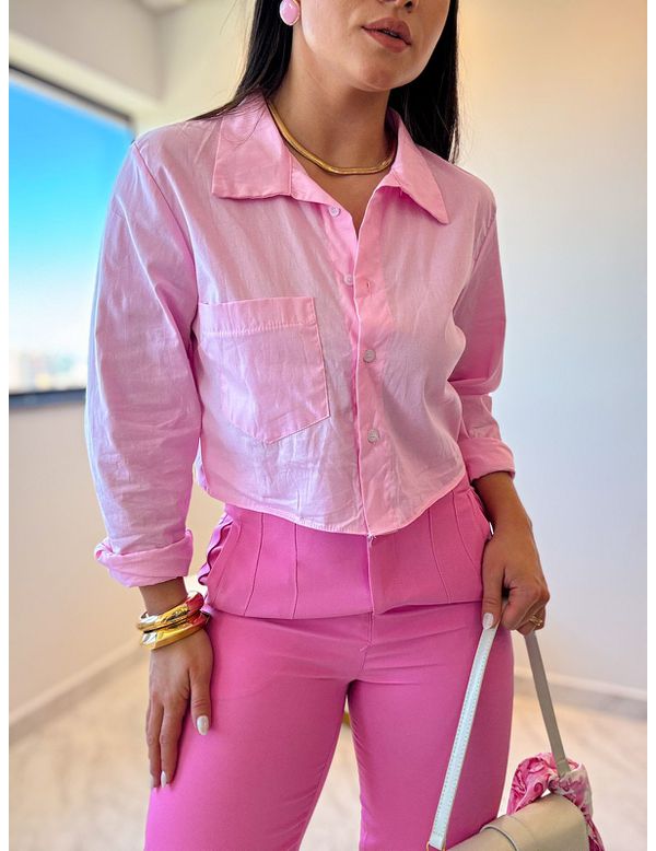 Camisa Cropped Ester Rosa - Marya Conceito