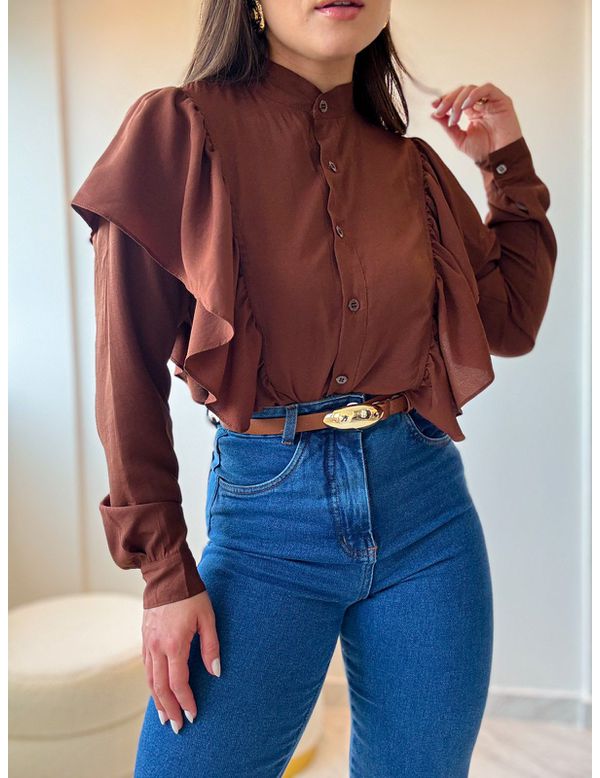 Camisa Cléo Marrom - Marya Conceito