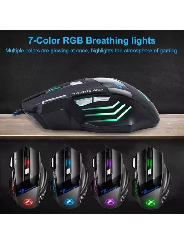 Mouse Gamer Jogos Laser 3600dpi Usb Com Fio Led 7 ... - ADD MALL