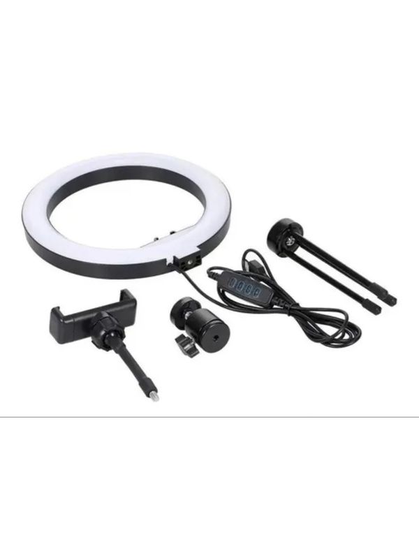 Anel Ring Light 8 Pol + Tripé De Mesa + Suporte Cel Video