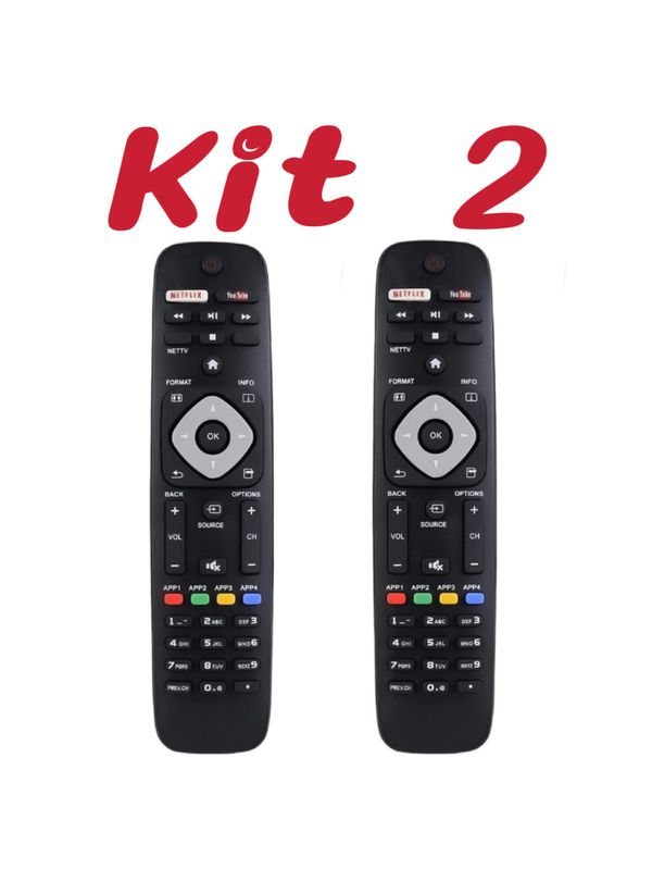 Kit 2 Controle remoto compatível com TV Philips Sm... - ADD MALL