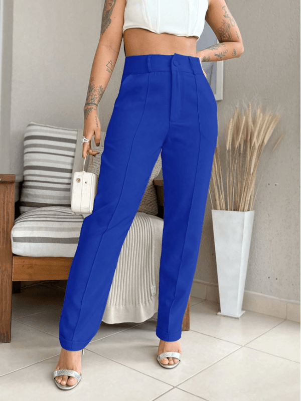 Calça Feminina de Alfaiataria/ Azul/Elegante/Versátil