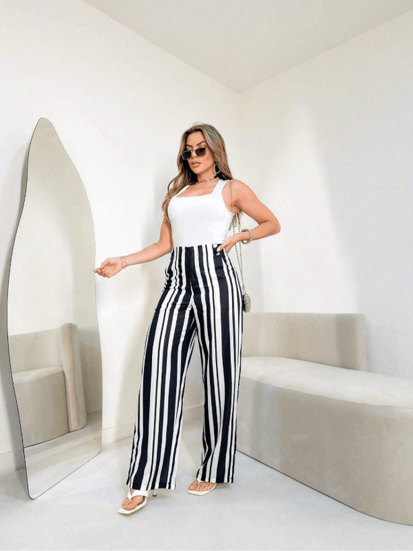 Calça Listrada Preta - sz2410150897554926 - ADD MALL