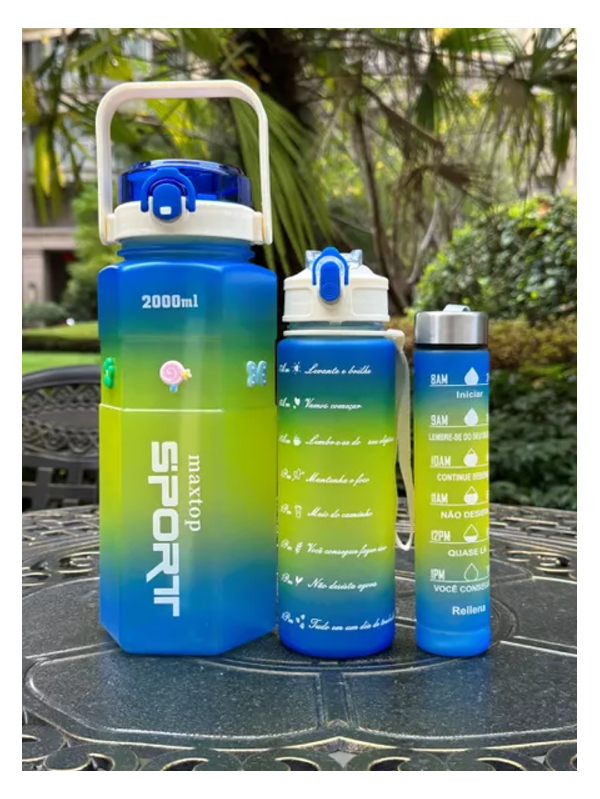 Kit3 Garrafa Motivacional Academia 2L,900ml e 300m... - ADD MALL