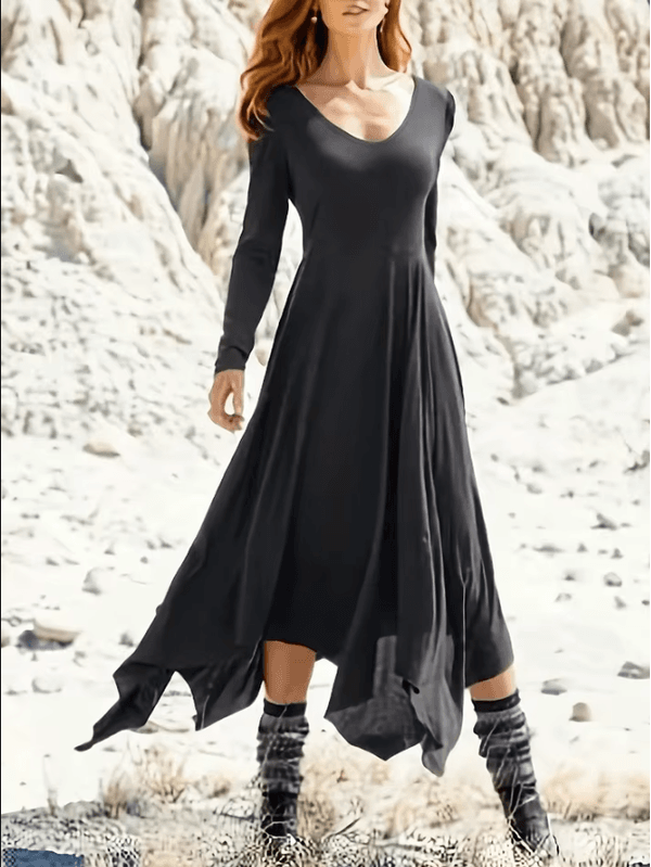 Vestido Saia de bainha irregular de mangas comprid... - ADD MALL