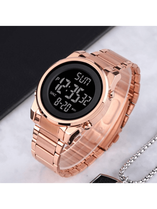 Relógio Masculino Contagem Regressiva Dupla Moda Masculina, Digital LED rose gold