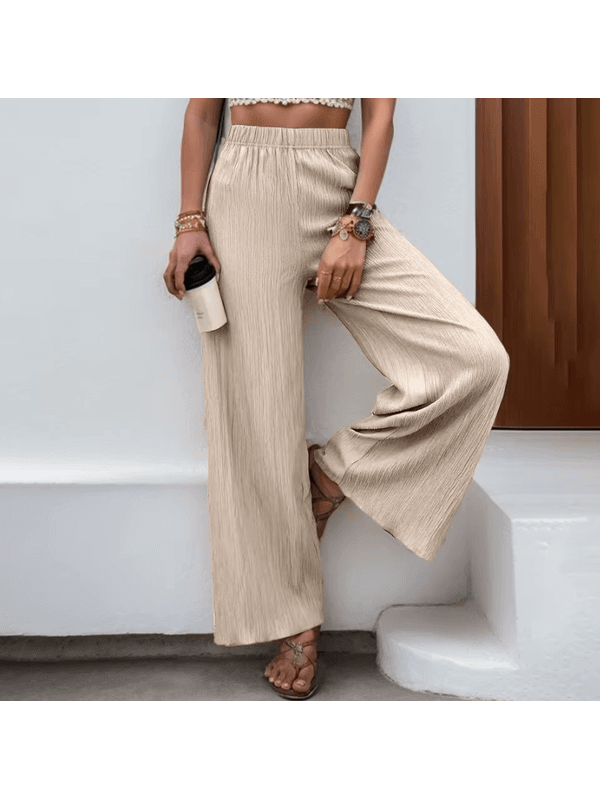Calça palazzo de perna Apricot larga feminina, mon... - ADD MALL