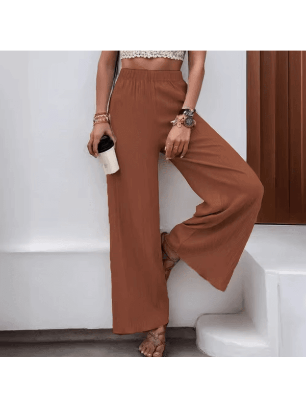 Calça palazzo de perna Marrom larga feminina, mono... - ADD MALL