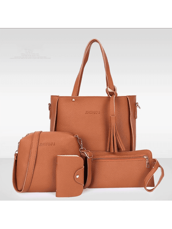 kit de 4 bolsas brown Leather Handbag Set para mul... - ADD MALL