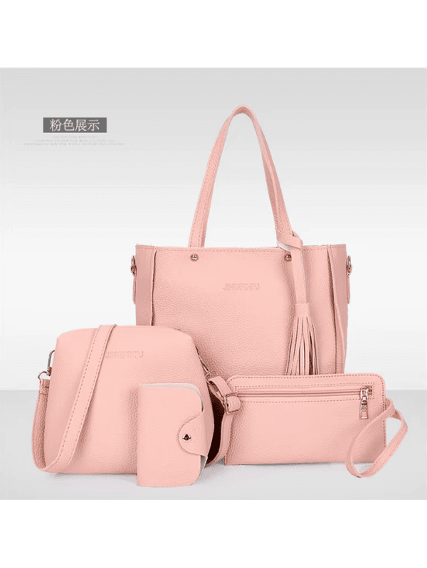kit de 4 bolsas pink Leather Handbag Set para mulh... - ADD MALL