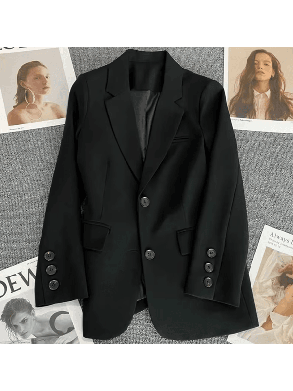 Casaco elegante de terno feminino preto, moda core... - ADD MALL