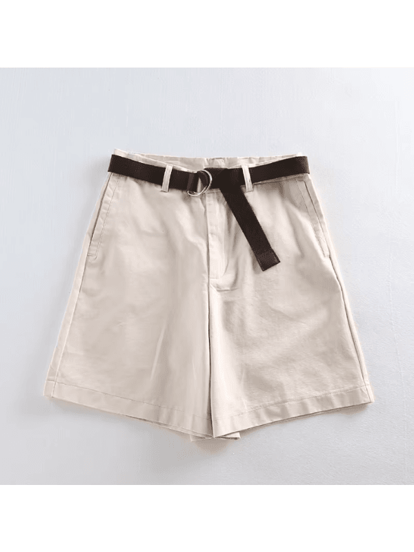 Shorts femininos Cáqui com faixas de cintura alta,... - ADD MALL
