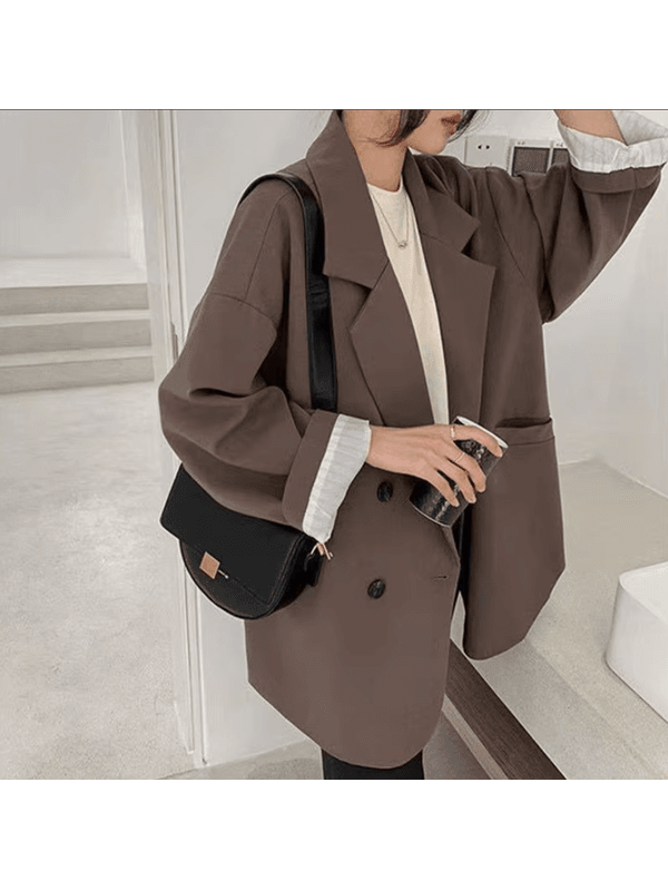 blazers de manga comprida Café - 085D119D3A - ADD MALL