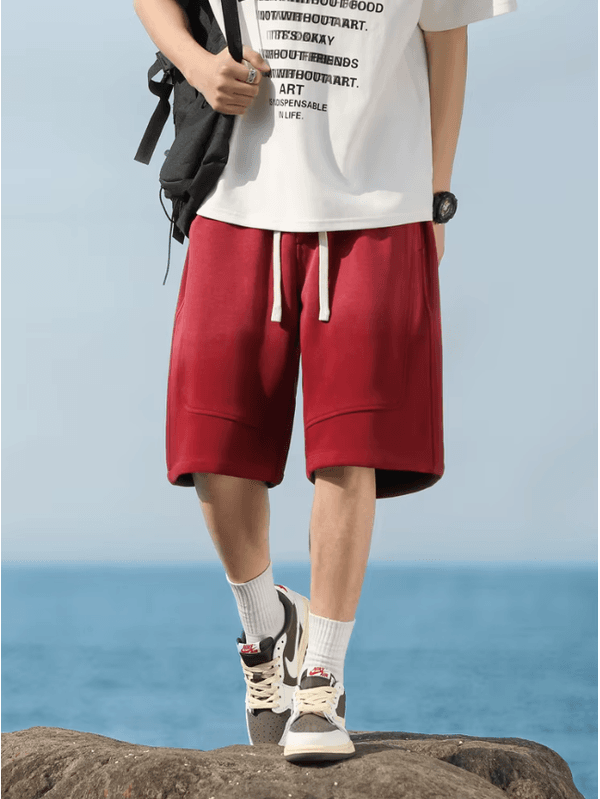  shorts de moletom nasculino vermelho, bermuda esp... - ADD MALL