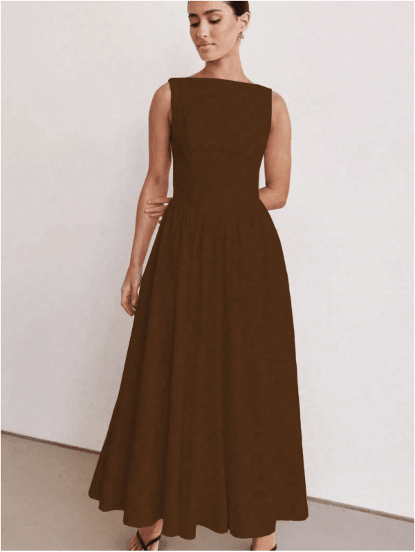 Vestido Longo Elegante Decote e Cintura Alta Add Moda ADD MALL