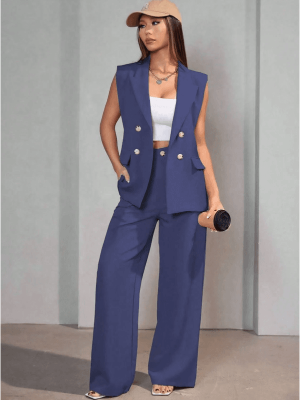 Colete Feminino, Conjunto Feminino, Colete Terno, Casual, Alfaiataria, Azul Marinho