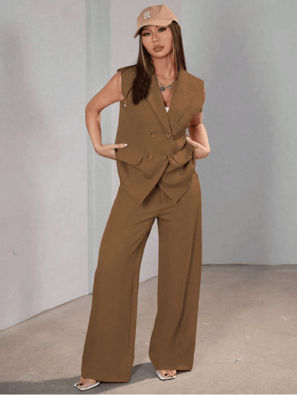 Colete Feminino, Conjunto Feminino, Colete Terno, Casual, Alfaiataria, Caqui