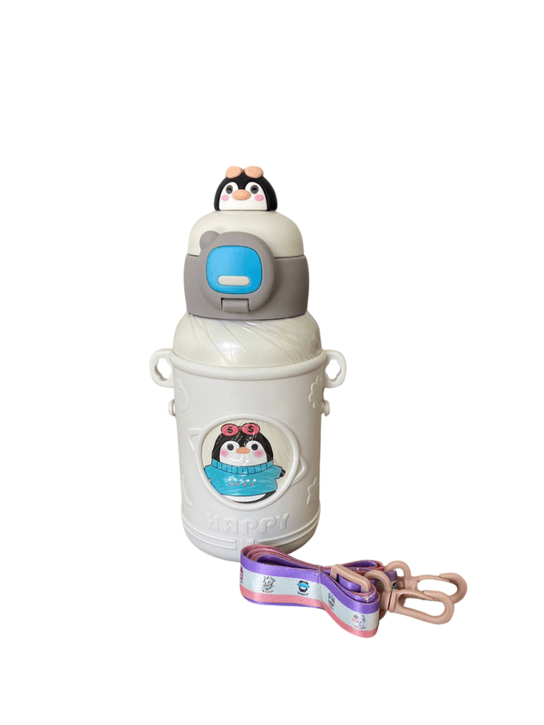 Garrafa infantil de INOX em formato de pinguim 500... - ADD MALL