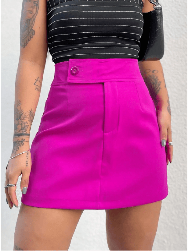 Short Saia Feminino Roxo , Cintura Alta, Lisa Com ... - ADD MALL