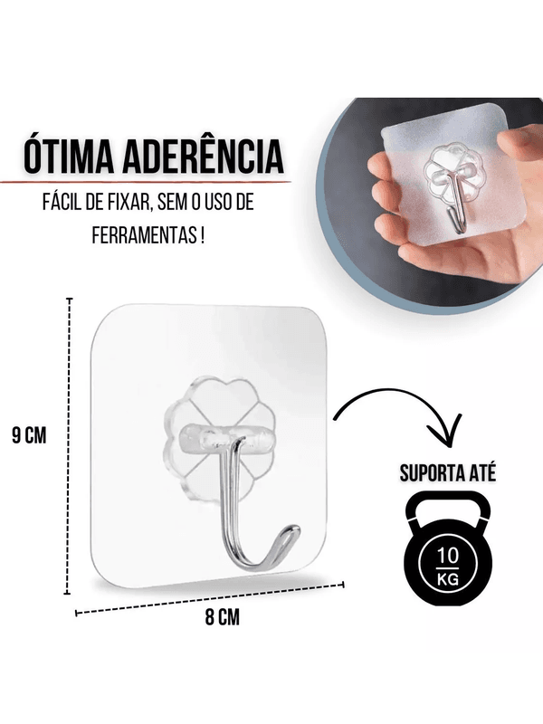Kit Com 20 Ganchos Adesivos Resistentes Fixação Se... - Comprou Já