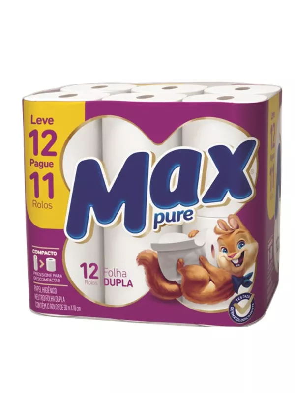 Papel Higiênico Max Pure 30 Metros Folha Dupla - 0... - Comprou Já