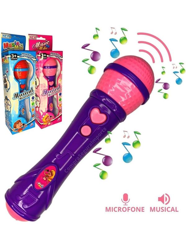 Brinquedo Microfone Infantil Karaokê Som Voz Roxo ... - Comprou Já