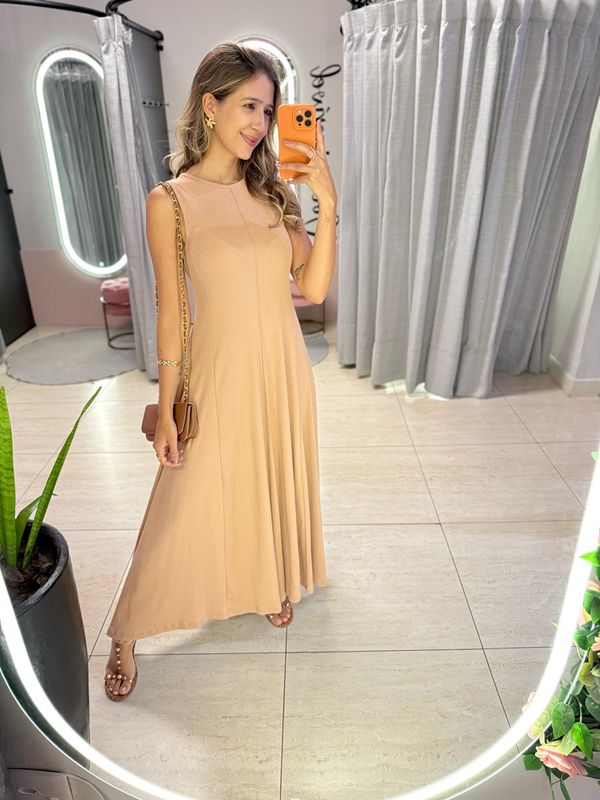 VESTIDO YASMIN CANELADO NUDE - 001845002900005 - Comprou Já