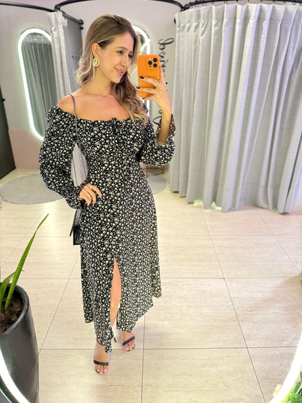 VESTIDO VIOLETA MANGA LONGA PRETO - 00188300340000 - Comprou Já