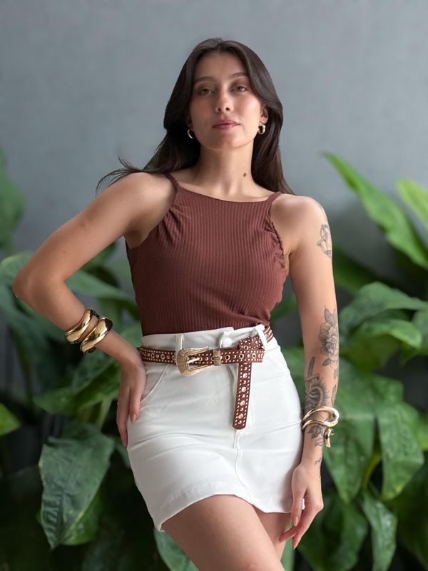 Body Canelado Costas Nua MARROM - 001396003000008 - Comprou Já