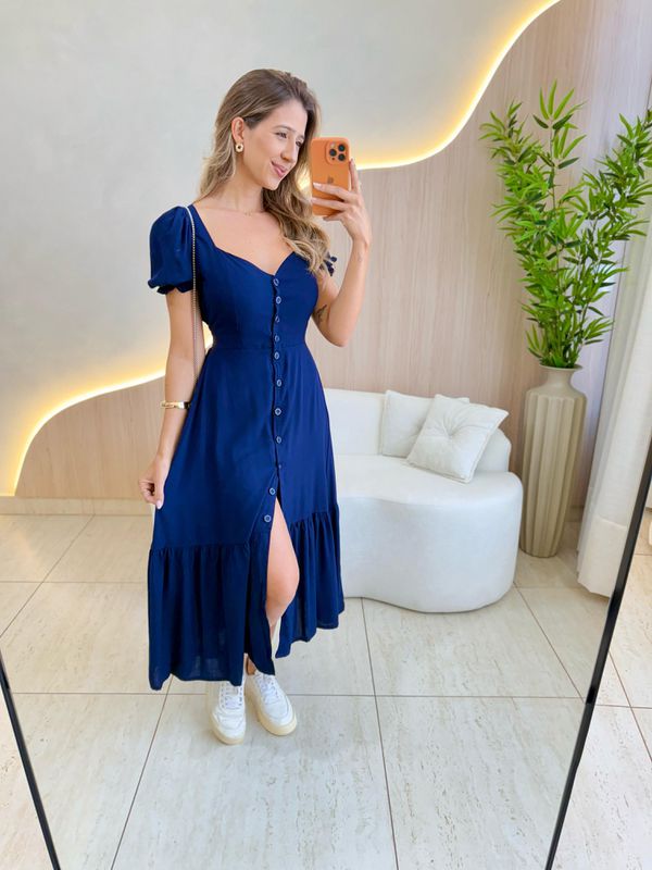 VESTIDO MIDI DANDARA AZUL MARINHO - 00192100140000 - Comprou Já