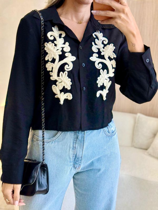 BLUSA CAMISA AURORA PRETO - 001909003400005 - Comprou Já