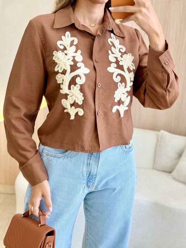 BLUSA CAMISA AURORA MARROM - 001909002700005 - Comprou Já