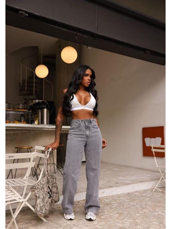 Calça Wide Leg Jeans Carmen 2417 Lavagem Estonada ... - Comprou Já