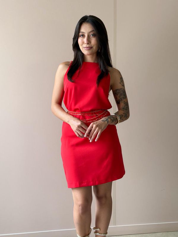 Vestido Curto Ananda Em Crepe De Alfaiataria Verme... - Comprou Já