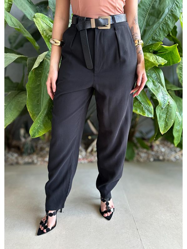 Calça Alfaiataria Flora Em Liocel Preto - 00124900... - Comprou Já