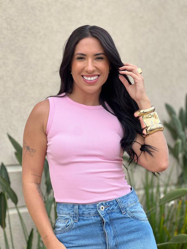 Body Regata Em Malha Anarruga Rosa Claro - 0020670... - Comprou Já